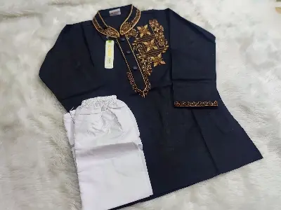 Picture of Super Eid campaign Special cotton Black colour ambrodary work panjabi for Kids and boys