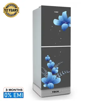 Picture of VISION Glass Door Refrigerator RE-252L Mirror Blue Flower Bottom Mount