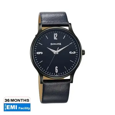 Picture of Sonata Blue Round Dial Multicolour Strap Watch For Gents