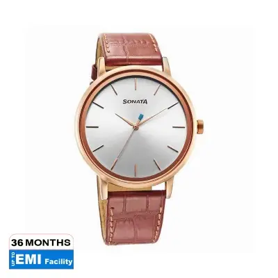 Picture of Sonata Quartz Analog Grey Dial Grey Leather Strap Watch For Women