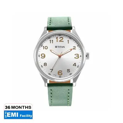 Picture of Titan 1802Sl20 Urban Analog Silver White Dial Leather Strap Watch For Men
