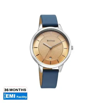 Picture of Titan 2617Sl08 Neo Workwear Quartz Analog Peach Dial Leather Strap Watch For Women