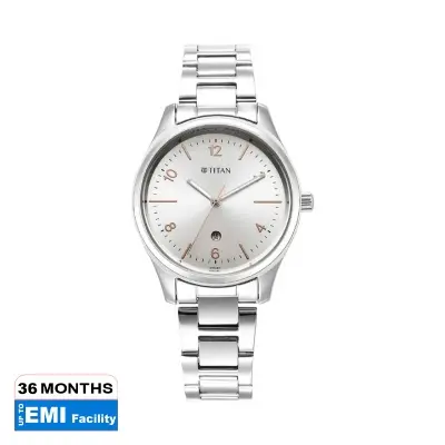 Picture of Titan 2639Sm09 Urban Silver White Dial Women Watch With Metal Strap