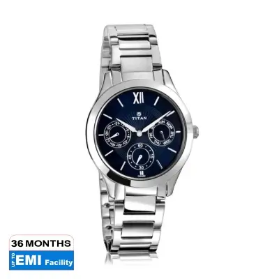 Picture of Titan 2570Sm01 Workwear Blue Dial Women Watch With Stainless Steel Strap