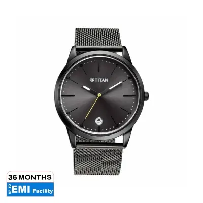 Picture of Titan 1806Qm01 Elmnt Gun Metal Analog Stainless Steel Strap Watch For Men