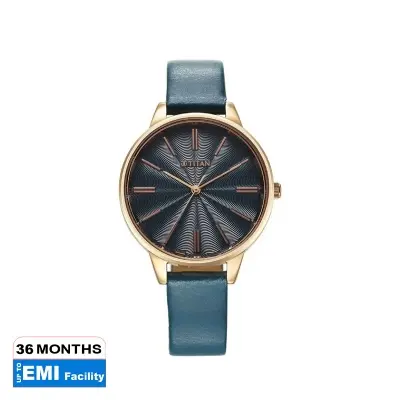 Picture of Titan 2648Wl08 Neo Quartz Analog Blue Dial Leather Strap Watch For Women