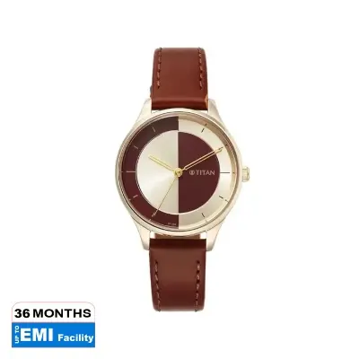 Picture of Titan 2649Wl05 Red Yin & Yang Red Dial Analog Leather Strap Watch For Women