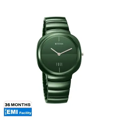 Picture of Titan 1841Qc05 Squircle Camo Quartz Analog Green Dial Ceramic Strap Watch For Unisex