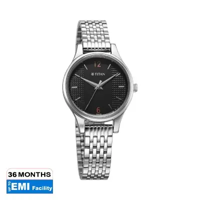 Picture of Titan 2679Sm02 Karishma Quartz Analog Black Dial Silver Stainless Steel Strap Watch For Women