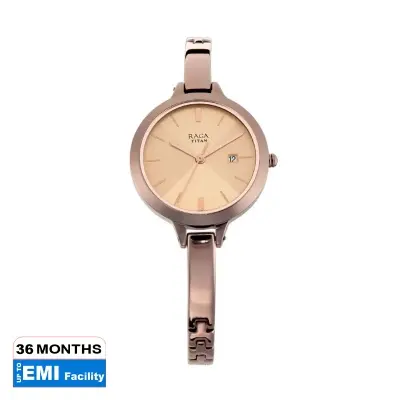 Picture of Titan 2578Qm01 Quartz Analog With Date Rose Gold Dial Metal Strap Watch