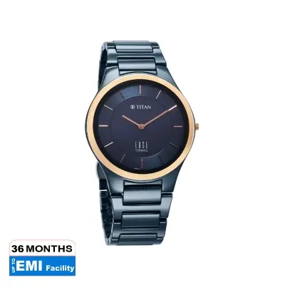 Picture of Titan 1696Kc05 Edge Bicolor Quartz Analog Blue Dial Blue Ceramic Strap Watch