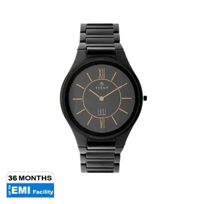 Picture of Titan 1696Nc01 Edge Ceramic Slim Ceramic Strap Rich Black Dial Analog Watch