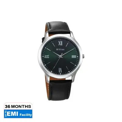 Picture of Titan Karishma Karishma Quartz Analog Green Dial Leather Strap Watch For Men (1825Sl16)