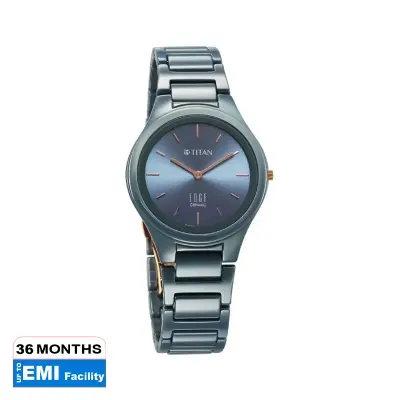 Picture of Titan 2653Qc07 Edge Ceramic Quartz Analog Blue Dial Ceramic Strap Watch