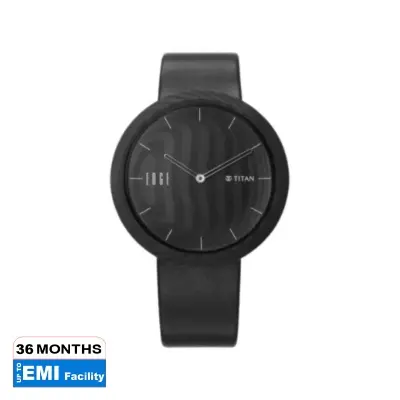 Picture of Titan 1881Nl01 Edge Carbon Fiber Quartz Analog Black Dial Leather Strap Unisex Watch