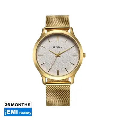 Picture of Titan 1825Ym11 Karishma Quartz Analog White Dial Stainless Steel Strap Watch For Men