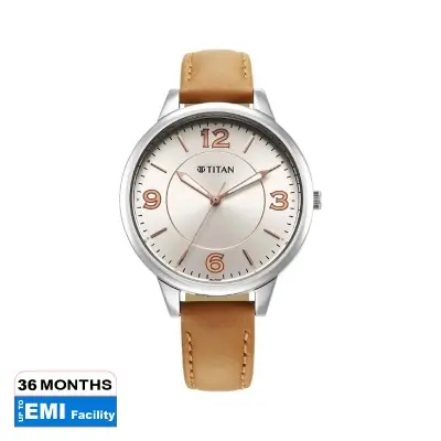 Picture of Titan 2617Sl07 Urban Silver White Dial Analog Leather Strap Watch