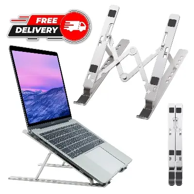 Picture of Laptop Stand Creative Folding Storage Bracket for 10-17 inch Tablets Notebook Laptop Premium Quality Aluminum Alloy Silver 