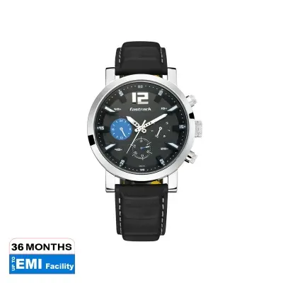 Picture of FastFit Watch with Black Dial and Leather Strap