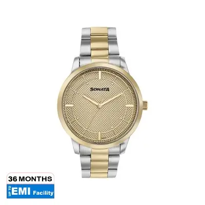 Picture of Sonata Quartz Analog with Day and Date White Dial Two Toned Stainless Steel Strap Watch For Men