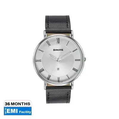 Picture of Sonata Quartz Analog with Day and Date Blue Dial Golden Stainless Steel Strap Watch For Men