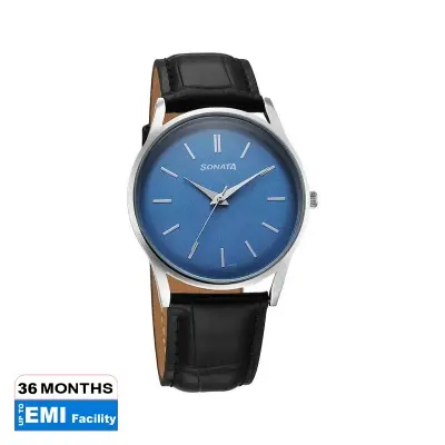 Picture of Sonata Quartz Analog Black Dial Black Stainless Steel Strap Watch For Men