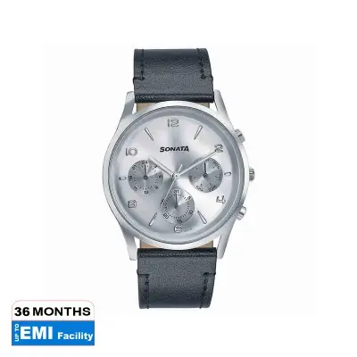 Picture of Sonata Quartz Analog Blue Round Dial Silver Stainless Steel Strap Watch For Men