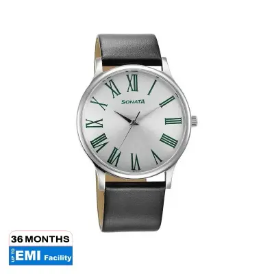 Picture of Sonata White Round Dial Gold Strap Watch For Gents