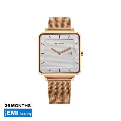 Picture of Titan Edge Quad Quartz Analog White Dial With Rose Gold Stainless Steel Strap Watch For Men