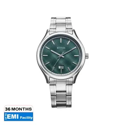 Picture of Titan Palette Of Time Quartz Analog with Date Green Dial Stainless Steel Strap Watch For Men