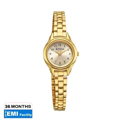 Picture of Titan Women's Watch Analog Beige Dial With Gold Stainless Steel Band