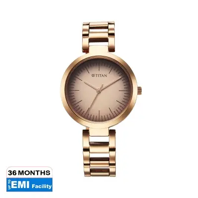 Picture of Titan Workwear Quartz Analog Beige Dial Rose Gold Stainless Steel Strap Watch for Women