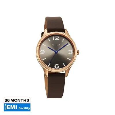 Picture of Titan Neo Quartz Analog Grey Dial Brown Leather Strap Watch For Women