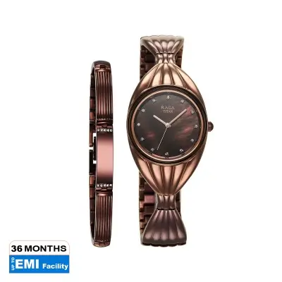 Picture of Titan Raga Memoirs Quartz Analog Mother Of Pearl Dial With Brown Metal Strap Watch For Women