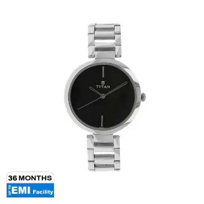 Picture of Titan 2480Sm02 Workwear Quartz Analog Black Dial Silver Stainless Steel Strap