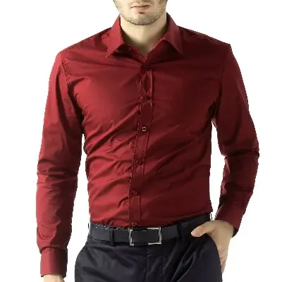 Picture of Maroon color Cotton Long Sleeve Formal Shirt for Men