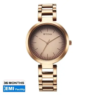Picture of Titan 2480Wm06 Workwear Quartz Analog Beige Dial Rose Gold Stainless Steel Strap Watch