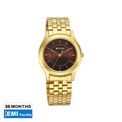 Picture of Titan 1648Ym06 Karishma Zing Quartz Analog Brown Dial Stainless Steel Strap Watch For Men