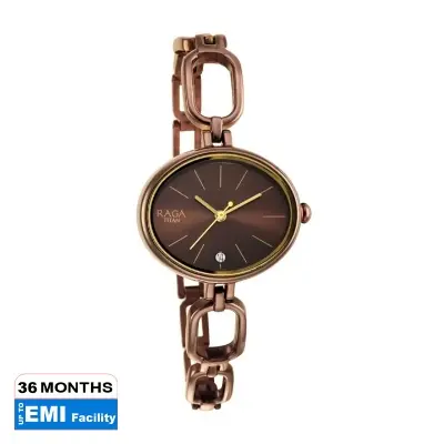 Picture of Titan 2667Qm01 Raga Viva Brown Dial Analog Metal Strap Watch For Women