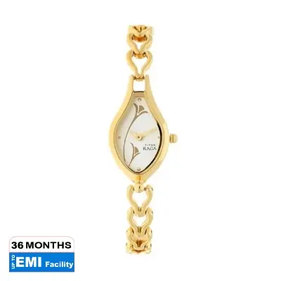 Picture of Titan 2457Ym01 Raga White Dial Women Watch With Metal Strap