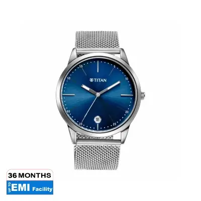Picture of Titan 1806Sm04 Elmnt Blue Dial Analog Stainless Steel Strap Watch For Men
