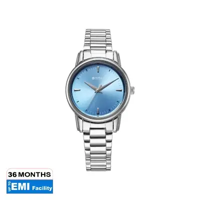 Picture of Titan 2760Sm02 Karishma Quartz Analog Blue Dial Silver Stainless Steel Strap Watch For Women
