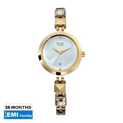 Picture of Titan N Raga Vi Raga Viva Silver Dial Analog With Date Golden Metal Strap Watch For Women (2606Ym01)
