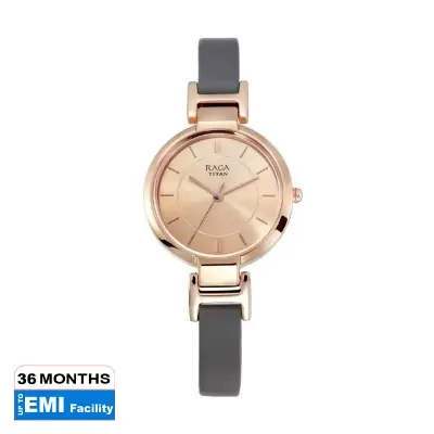 Picture of Titan 2608Wl01 Raga Viva Rose Gold Dial Analog Leather Strap Watch For Women