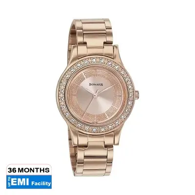 Picture of Sonata Black Round Dial Multicolour Strap Watch For Ladies