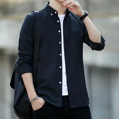 Picture of Black Textured Formal Shirt For Men Deep Black