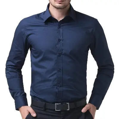 Picture of Navy blue Cotton Long Sleeve Formal Shirt for Men