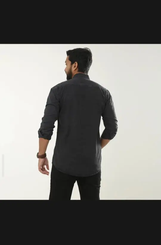 Picture of Black Fashionable Casual Denim Jeans Shirt For Men