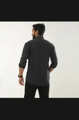 Picture of Black Fashionable Casual Denim Jeans Shirt For Men