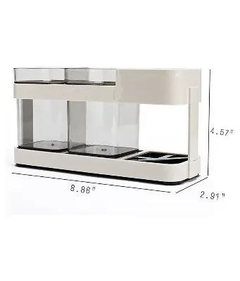 Picture of 2 CUPS With 1 TOOTHBRUSH HOLDER STAND TOOTHPASTE STORAGE RACK REMOVABEL STORAGE ORGANIZER White